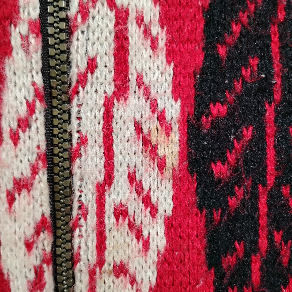 Rumiñahui Hooded Wool Zip Up Jacket Unisex Large Red Southwestern Tribal Boho - Picture 8 of 12